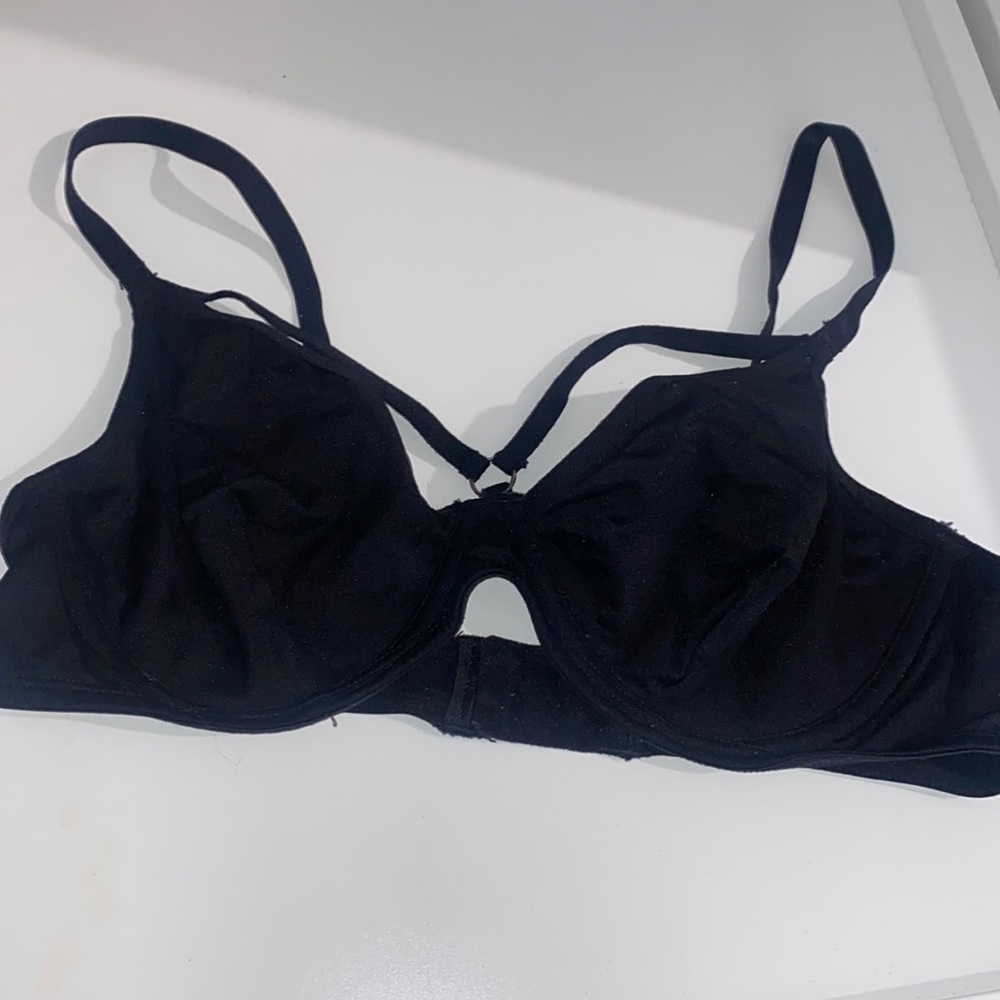 Black bralette with under wire and flattering straps in front